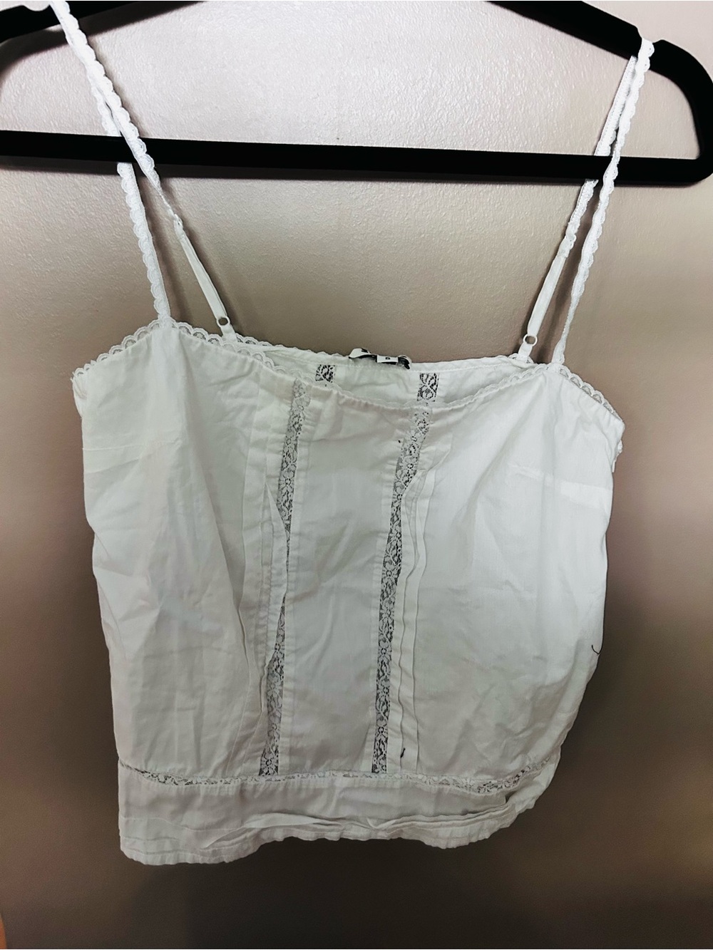 Staud White Cotton Embroidered Crop Top Size Small
